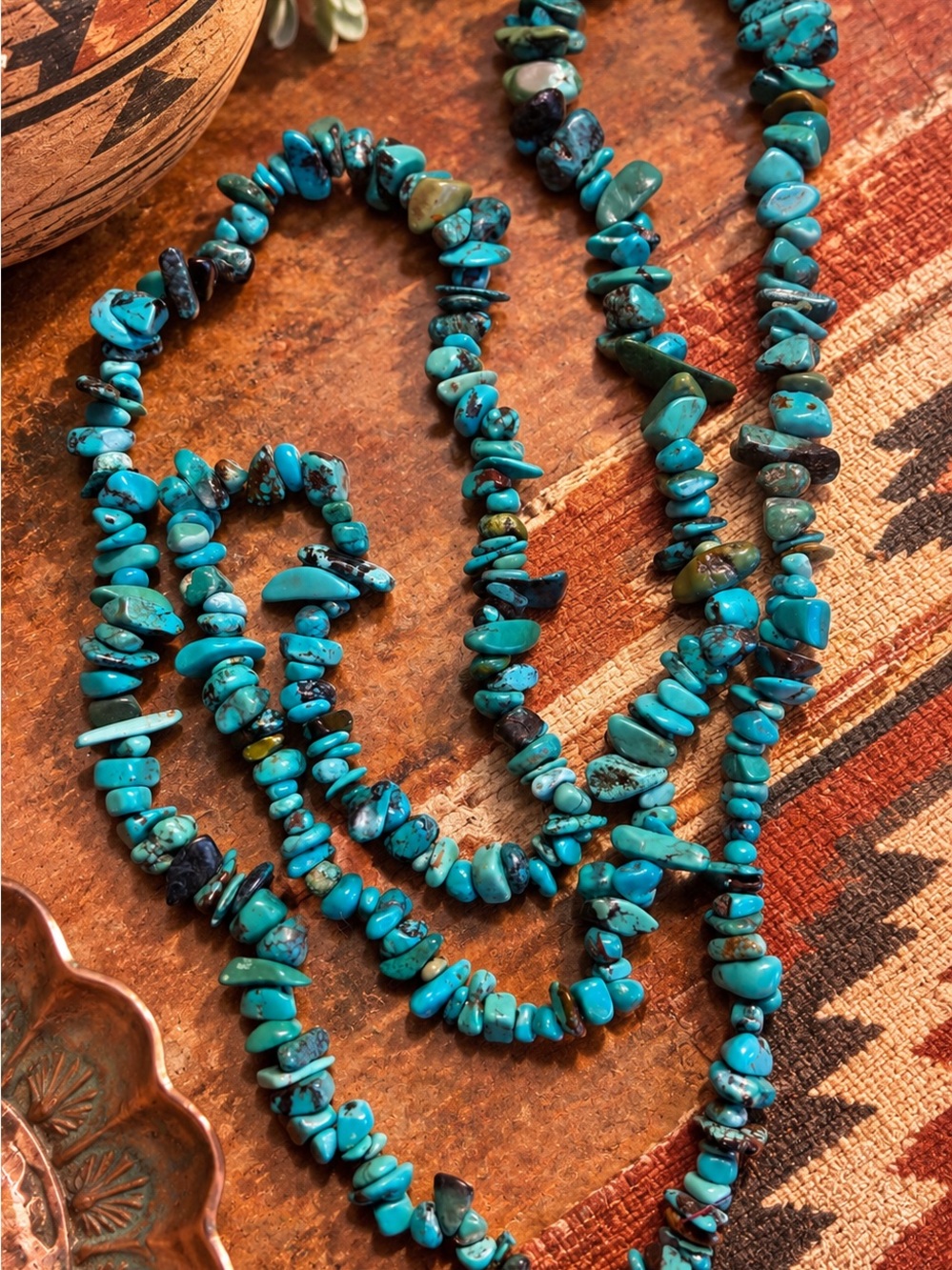 Vintage Southwestern Natural Turquoise Chip Bead Necklace